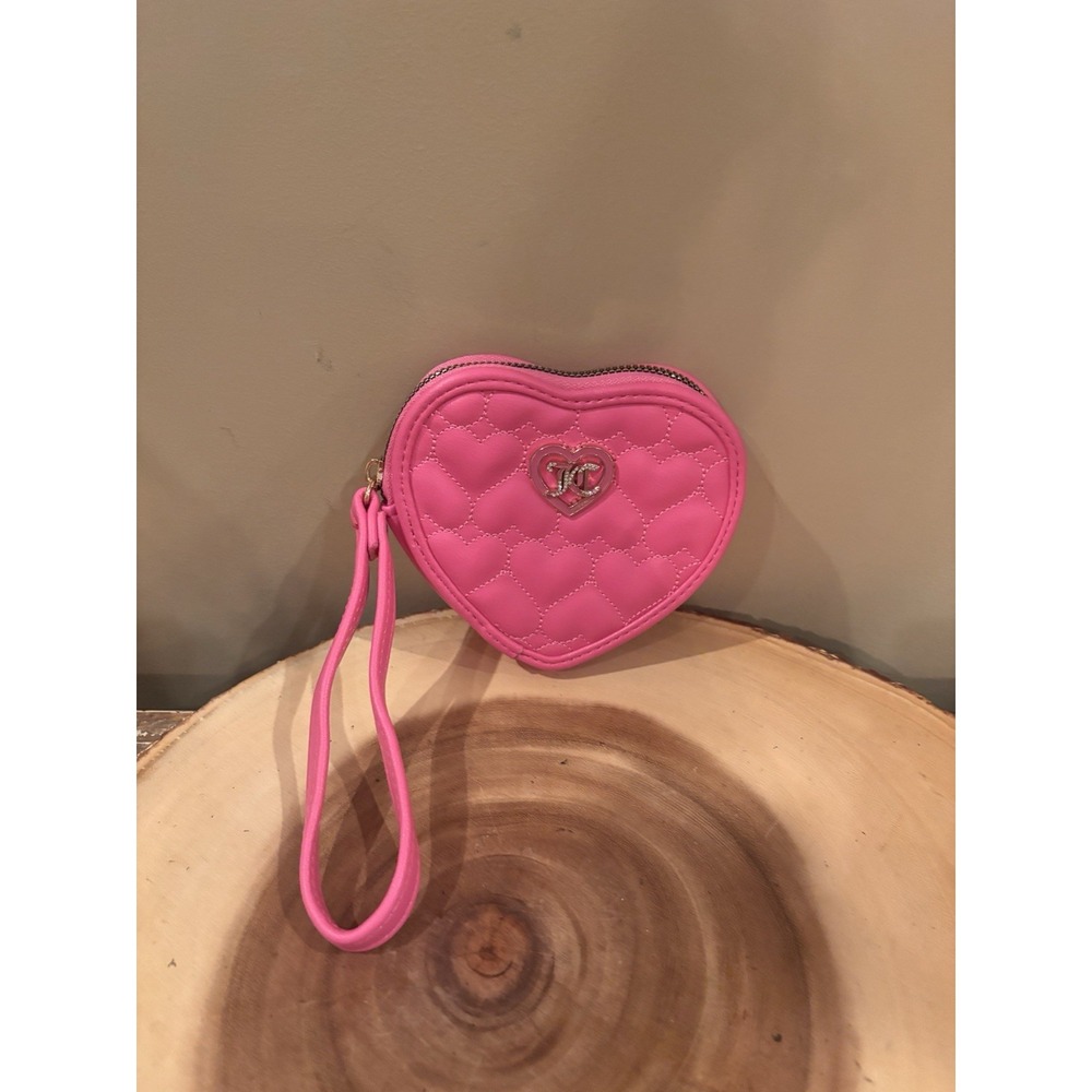 JUICY COUTURE JUICY PINK FLAWLESS HEART ZIP AROUND WRISTLET WALLET BAG